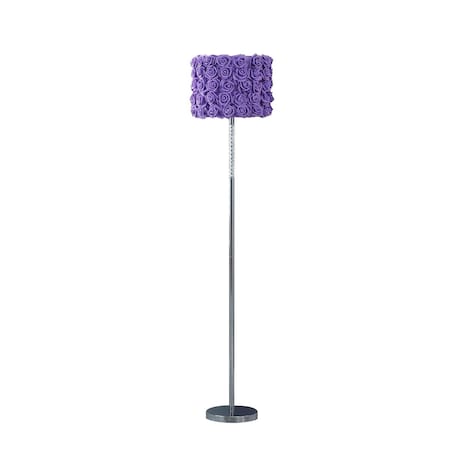 Homeroots 63 in. Traditional Shaped Floor Lamp with Lavender Drum Shade, Steel 478192